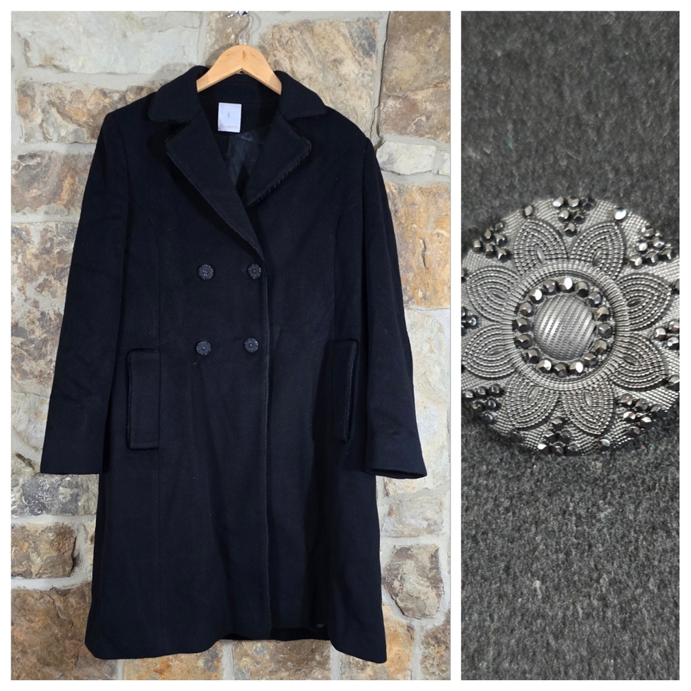 Loro Piana Lambswool Fleurette Double Breasted Pea Coat Jacket Trench